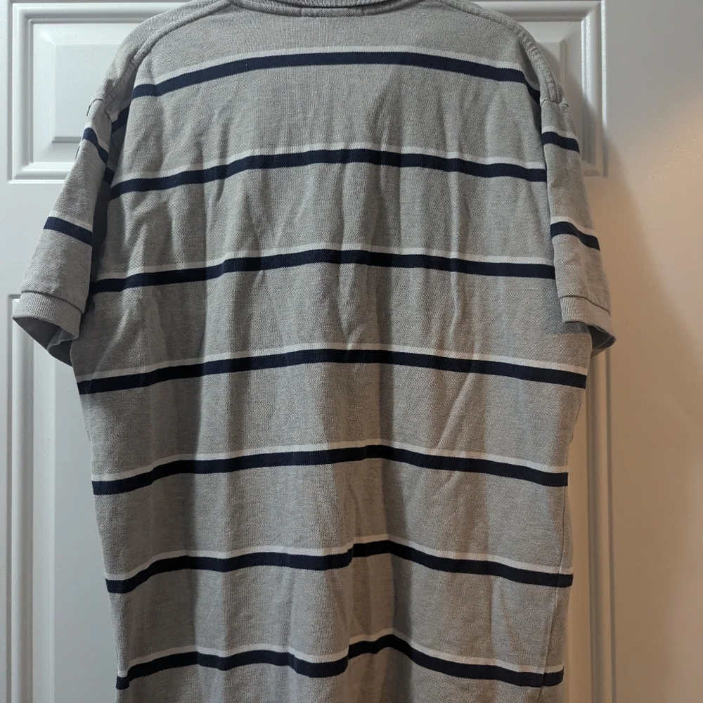 Polo by Ralph Lauren Men's Gray Striped Short-Sleeve Shirt, Size Large